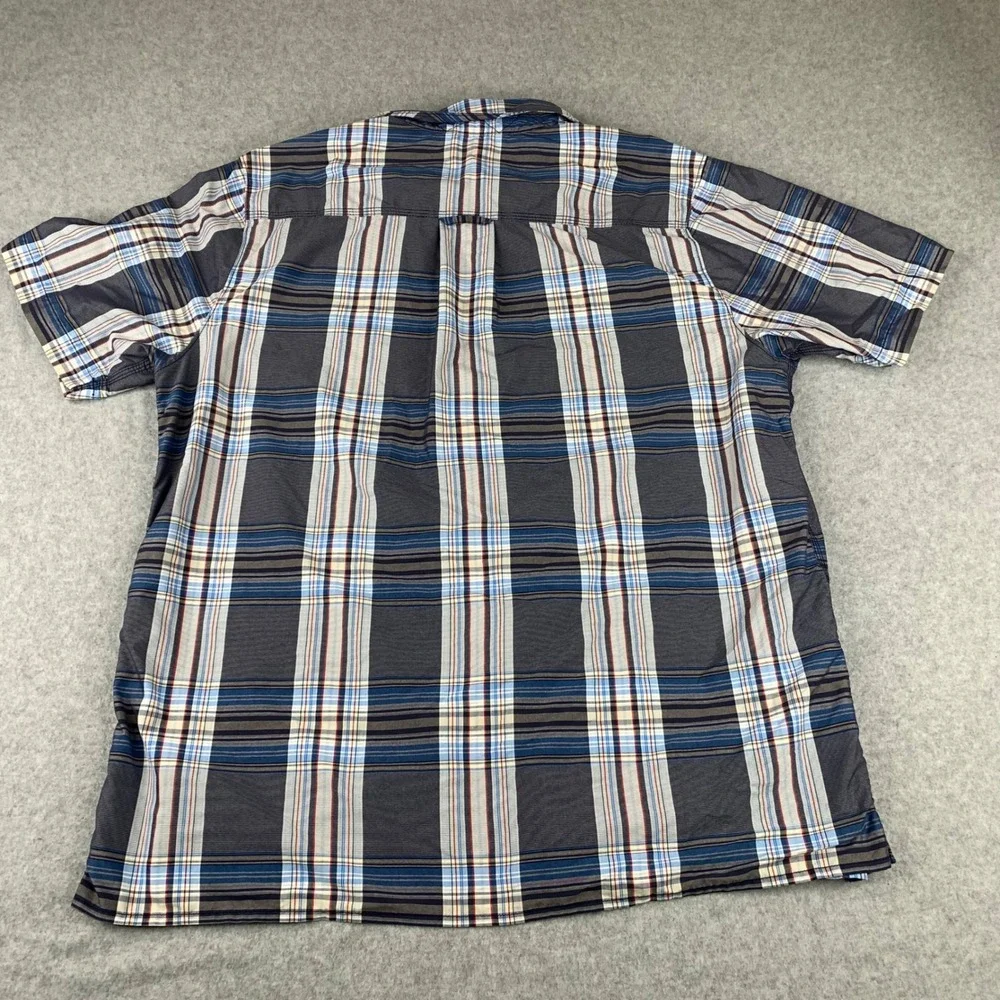 The North Face Button Up Shirt Mens XL Blue Plaid Short Sleeve Hiking Casual